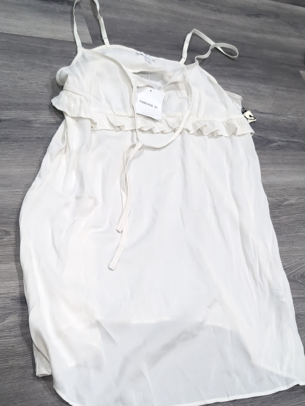 Forever 21 Cream Ruffle Spaghetti Strap Dress